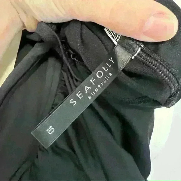 Seafolly Australia Goddess Twist Bandeaux Ruched Tankini Bathing Suit Top Black - Picture 14 of 15